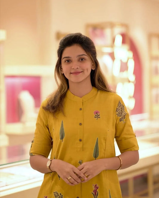 Floral Cotton Co-Ord Set - A-Line Kurti With Ankle-Length Palazzo Pant